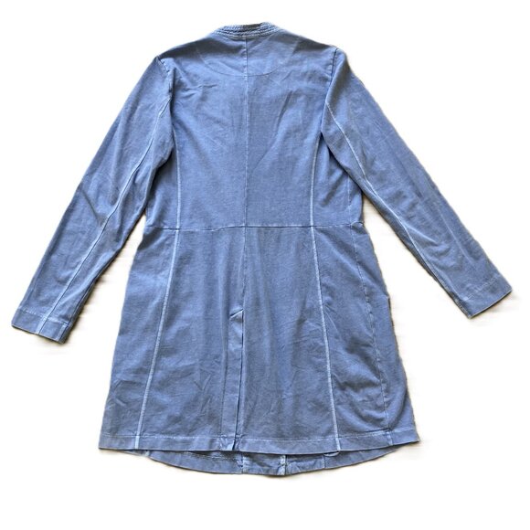 Sandwich Longline Jacket Asymmetric Zip Lightweight Jersey Knit Periwinkle Blue - Picture 6 of 8
